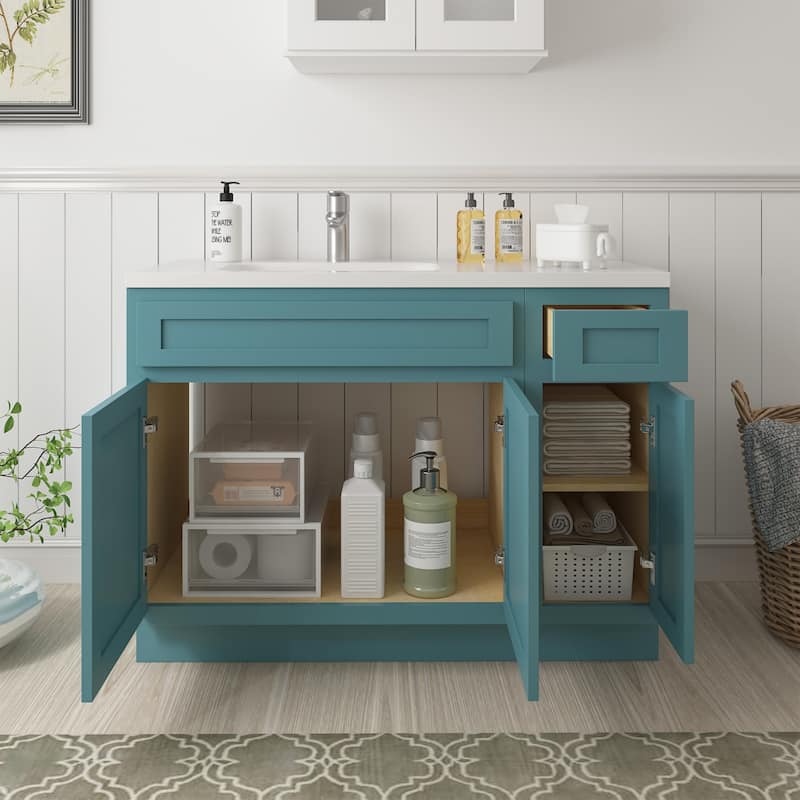 Vanity Art 42" Oak Freestanding Bathroom Vanity Cabinet without Top
