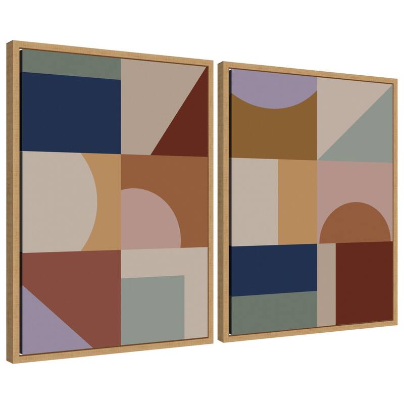 Kate and Laurel Modern Bohemian Pattern 2 Piece Framed Canvas Wall Art Set by The Creative Bunch Studio - 2 Piece Set 18x24 - Natural