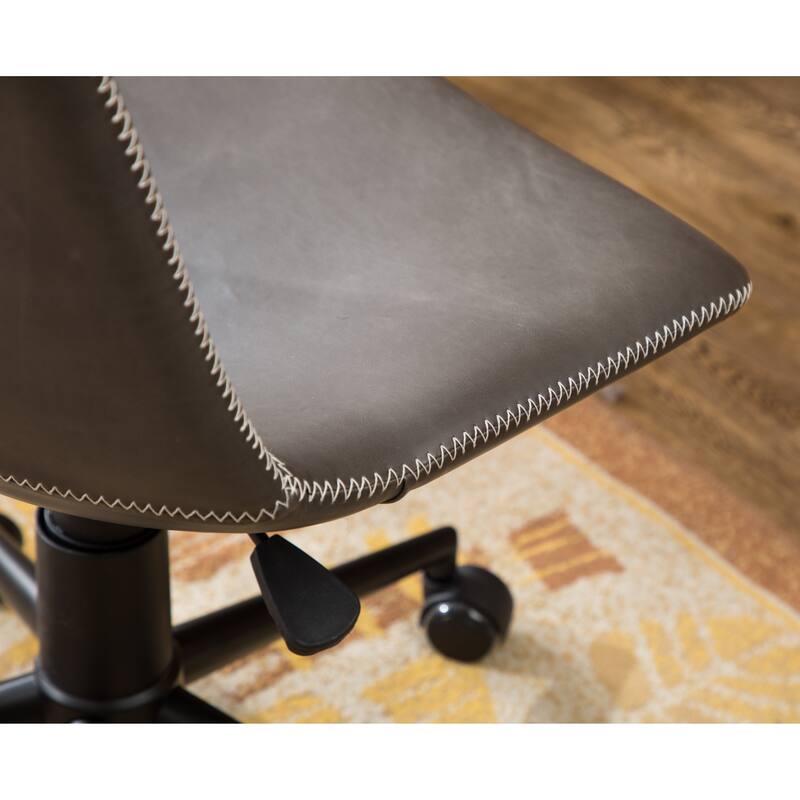 Gray Vanity Chair Office Chair with Adjustable Height, Leather Visitor Chairs Executive Chairs with Wheels