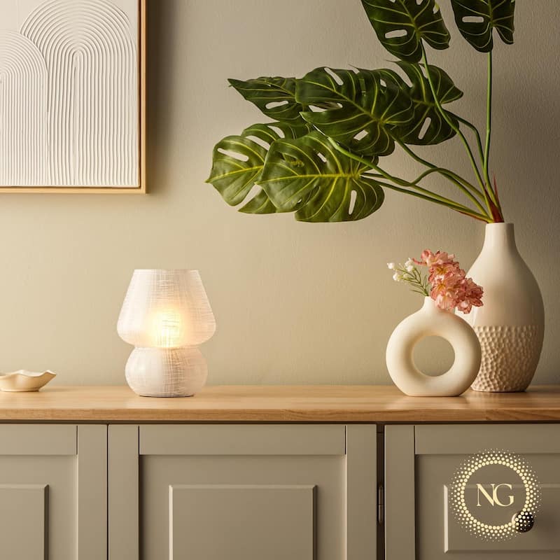 Mushroom White Glass Dimmable LED Table Lamp with E26 Socket Modern