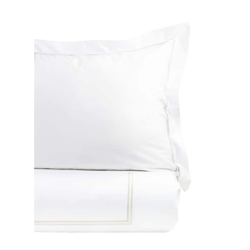 600 Thread Count Cotton 2 Stripe Embroidered Sham Cover Set