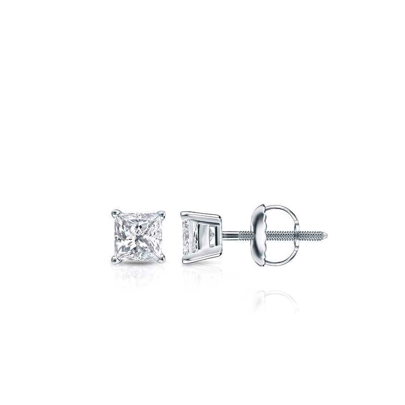 Auriya 14k Gold 1/4ctw Princess-cut Diamond Stud Earrings (H-I, SI1-SI2)