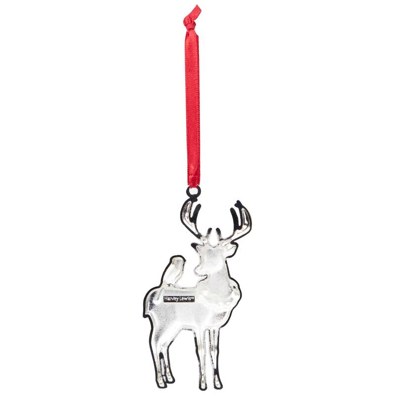 Reindeer with Cardinal and Wreath Christmas Ornament - 4"