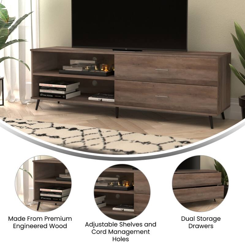 TV Stand for up to TV's with Adjustable Shelf and Storage Drawers