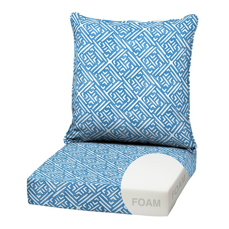 ARDEN Outdoor Foam Deep Seat Cushion Set, 22 in x 24 in - Amalfi Blue Tile