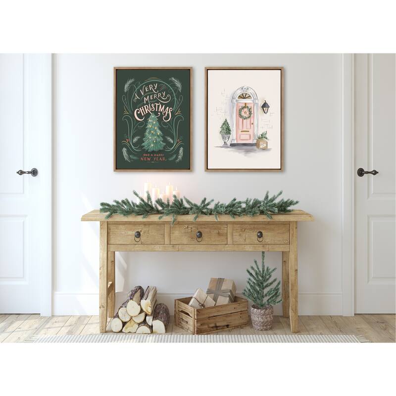 Kate and Laurel Sylvie Christmas Door Canvas by Valerie McKeehan