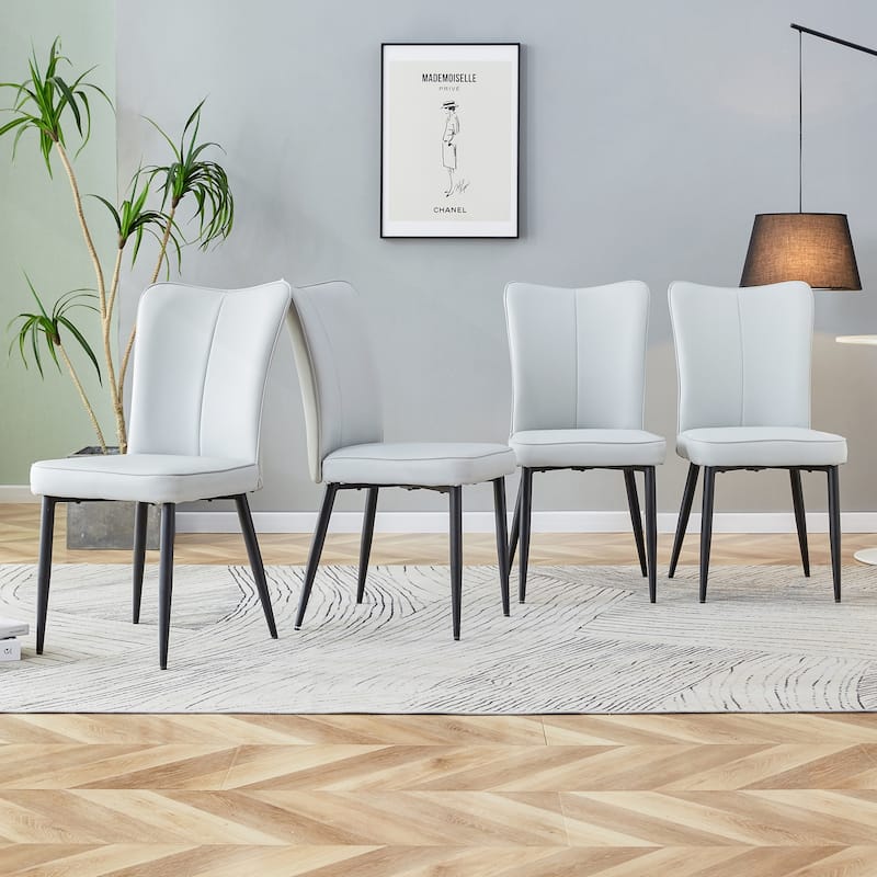 Modern Minimalist Dining Chairs with Comfortable Cushions and Stylish Metal Legs, Ideal for Various Rooms - Black and Light Gray