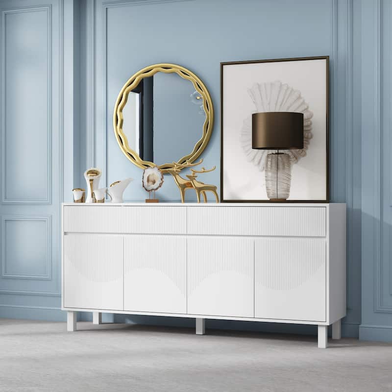Console Table Accent Organize in Style - 2-Drawer White Floor Cabinet - 63"W