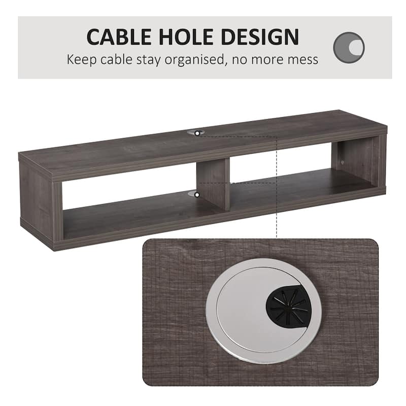 Wall Mounted TV Stand with Storage Shelf and Cable Holes - n/a