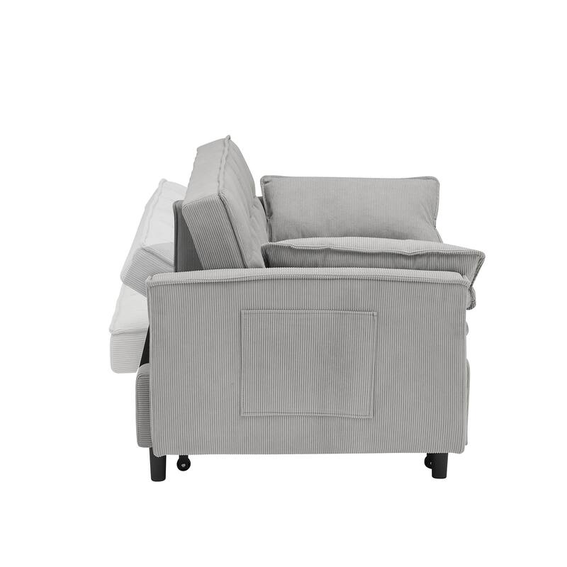 55" 3-in-1 Double Pull-Out Sofa Bed for Living Room