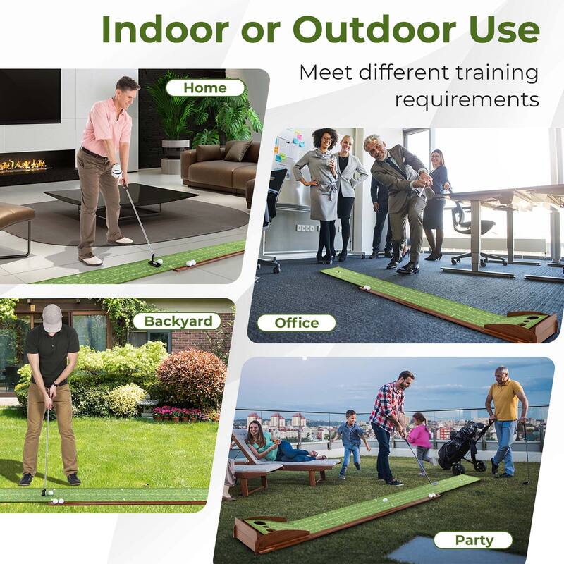 Costway Putting Green Practice Golf Putting Mat with Auto Ball Return