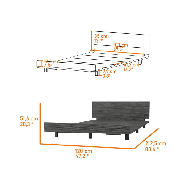 Twin Size Particle Board Panel Bed with Headboard