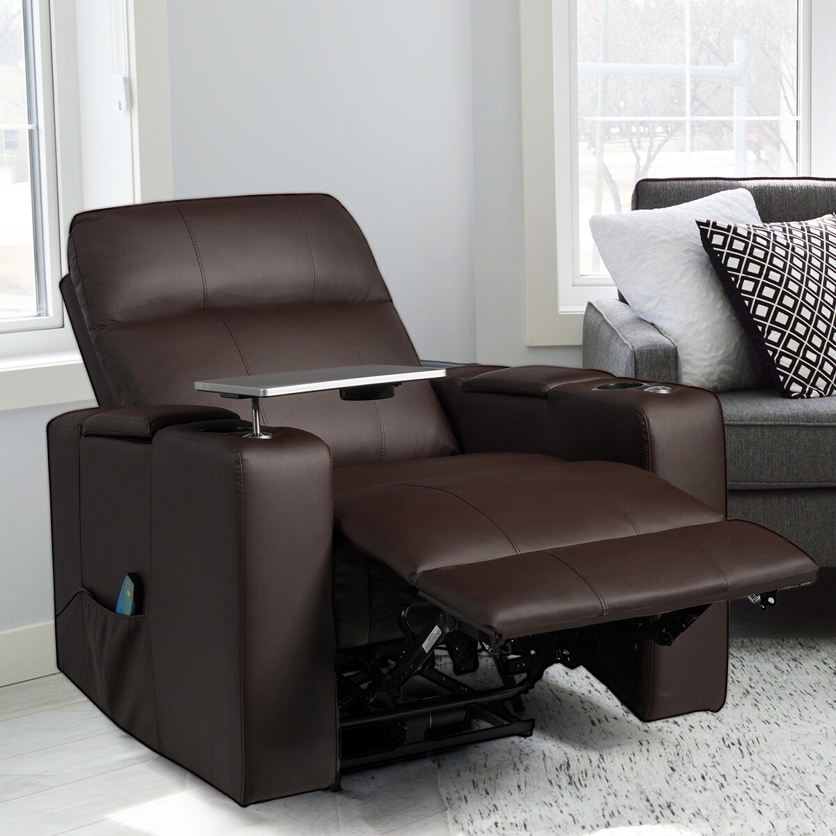 Shop Black Friday Deals On Costway Massage Recliner Chair Home Theater Seating W Swivel Tray Overstock 30922460
