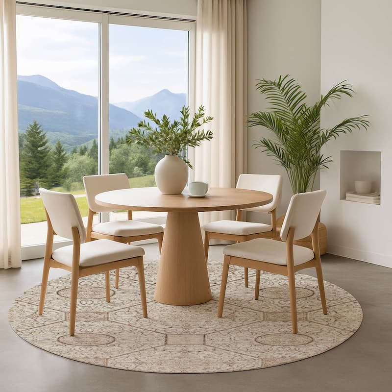 Premium Washable Super Soft Traditional Mosaic Mayfield Rug - Beige - 8' x 8'