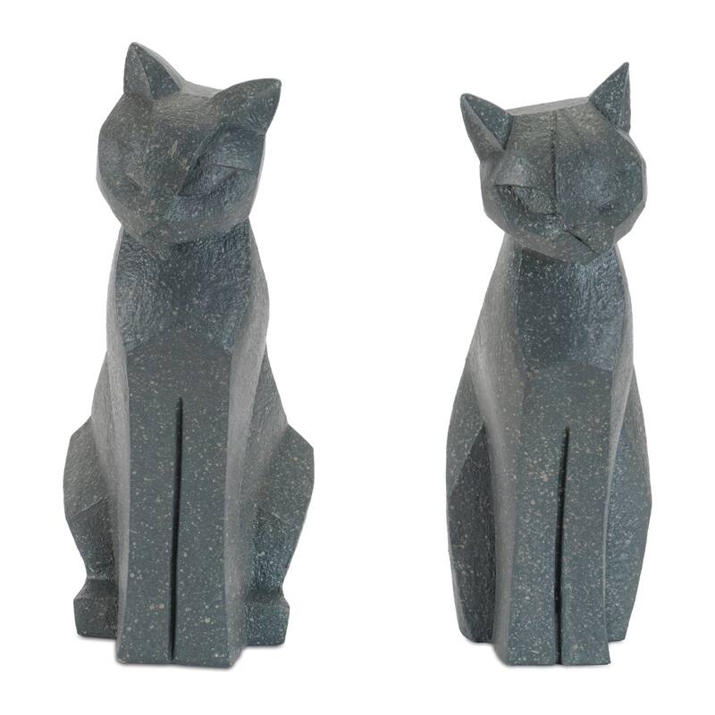 Sitting Cat Figurine Decorations - 12" - Gray - Set of 4