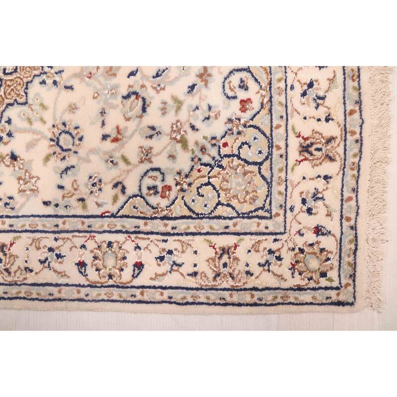 ECARPETGALLERY Hand-knotted Nain Cream Silk, Wool Rug - 2'9 x 14'3