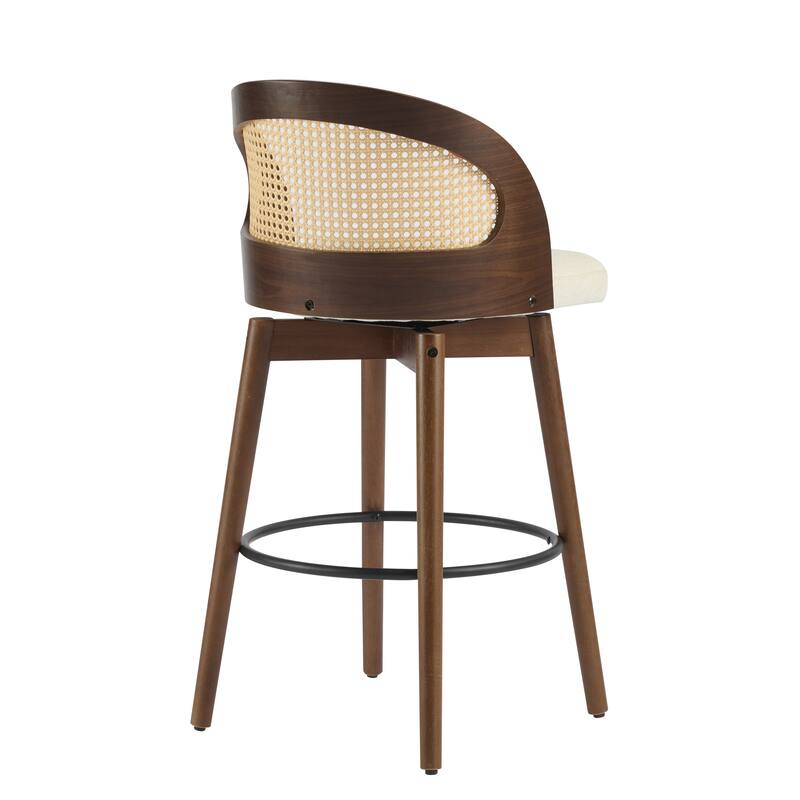 Como Indoor Wood Barstool, With Upholstery, Set Of 2