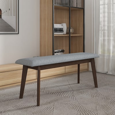 Annaliese Mid-Century Modern Design Fabric Upholstered Dining Bench in Grey