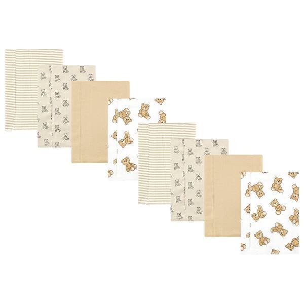 slide 1 of 1, Hudson Baby Cotton Poly Flannel Burp Cloths 8-Pack, Teddy Bears, One Size - Teddy Bears 8-Pack - One Size One Size - Teddy Bears 8-Pack