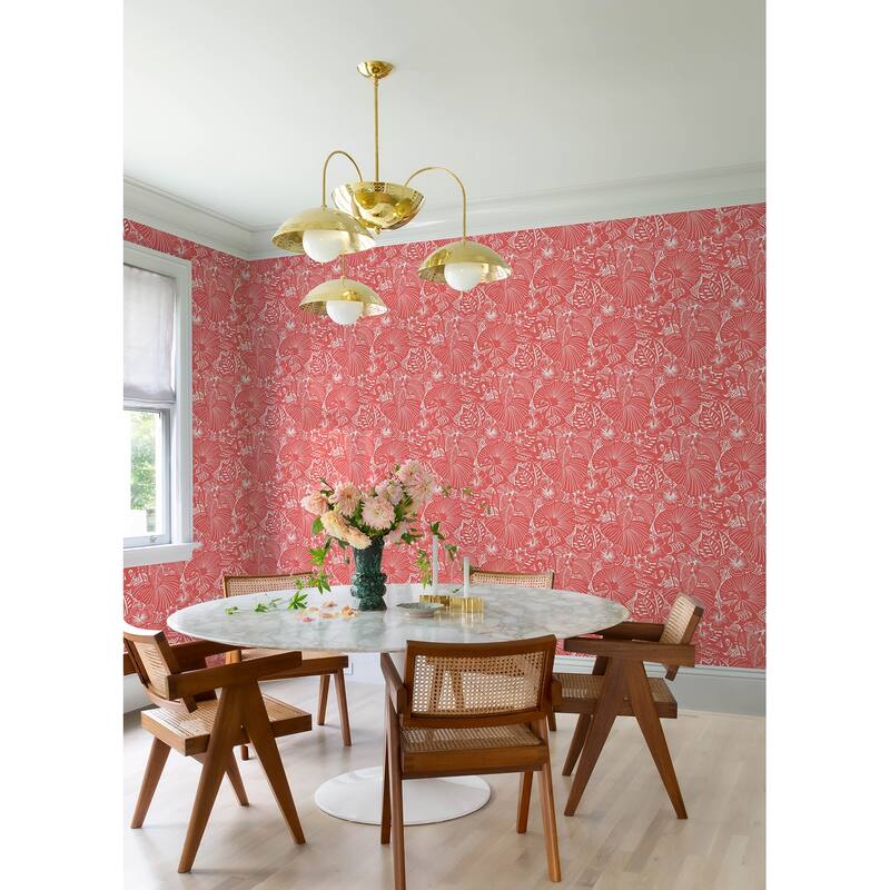 A-Street Prints Idalia Coral Floral Flamingo Wallpaper