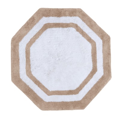 Sherry Kline 32" Hexagon Round Bathmat Framed in Two Tone Colorway