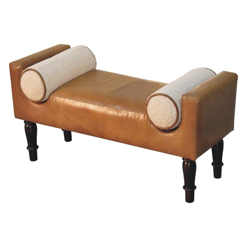 Artisan Furniture Solid Wood, Upholstered Chester Buffalo Bench