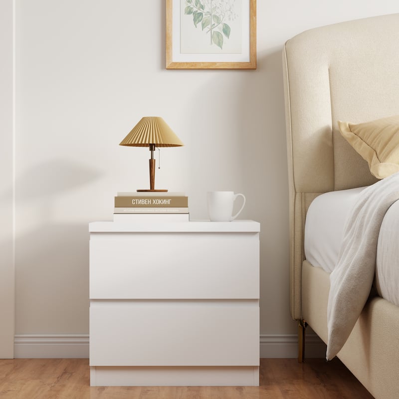 19.7"Nightstand with 2 Drawers, Beside Table with Drawers Handle Free Design,Thickened Top Plate, for Bedroom,Living Room