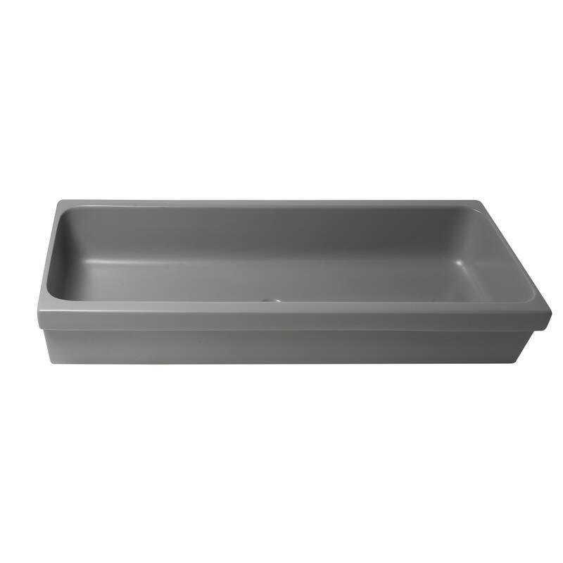 ALFI brand AB48TRGM 48" Grey Matte Above Mount Fireclay Bathroom Trough Sink