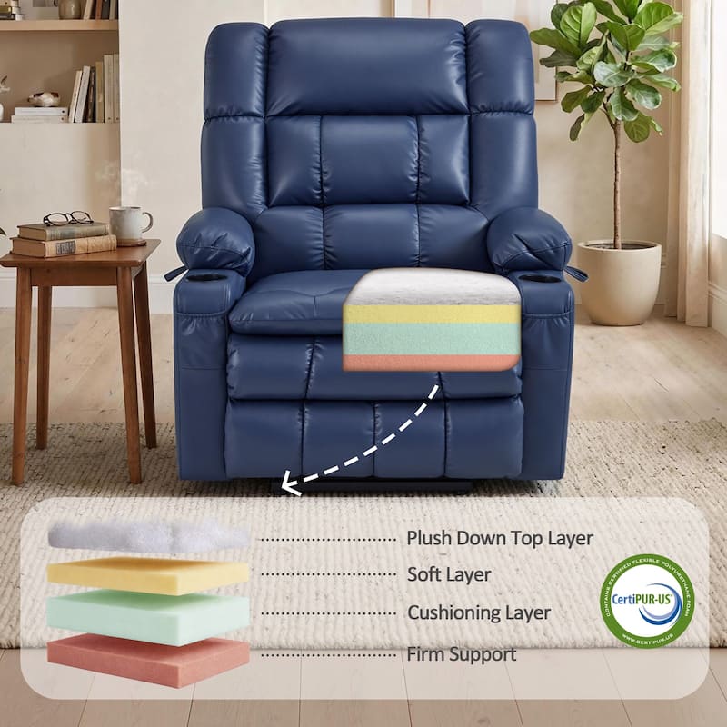 MCombo Dual Motor Power Lift Recliner Chair with Massage and Heat for Big People, Faux Leather R7891 (Large-Wide)