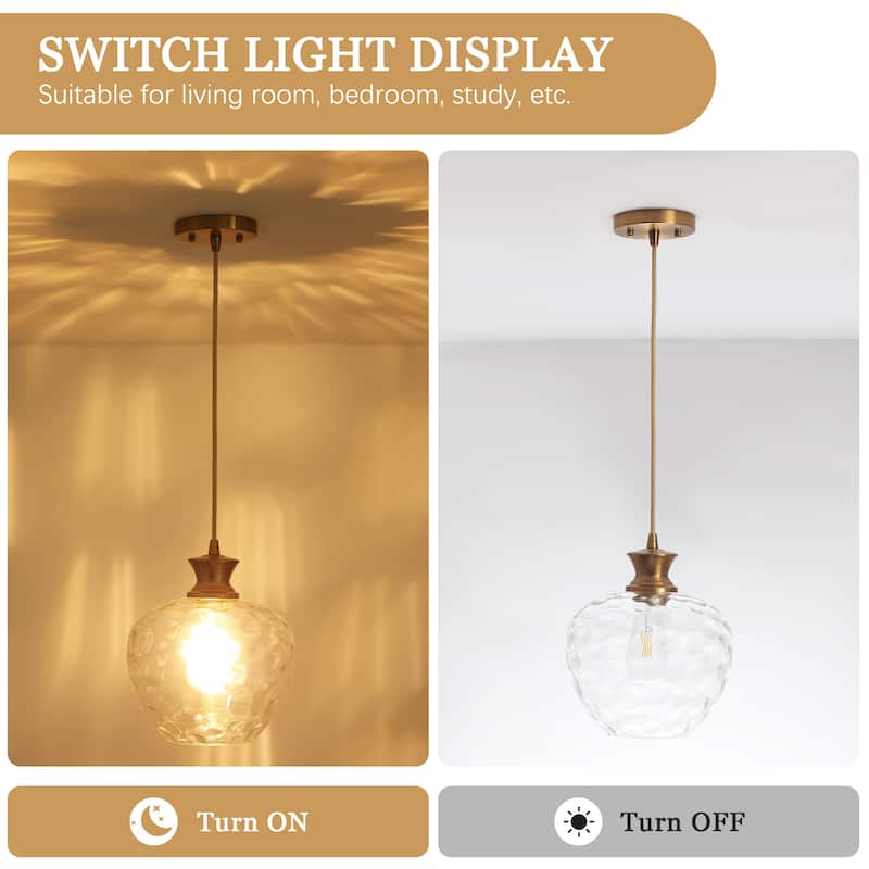 1-Light Modern Hammered clear Glass Pendant Light for Kitchen Island - N/A