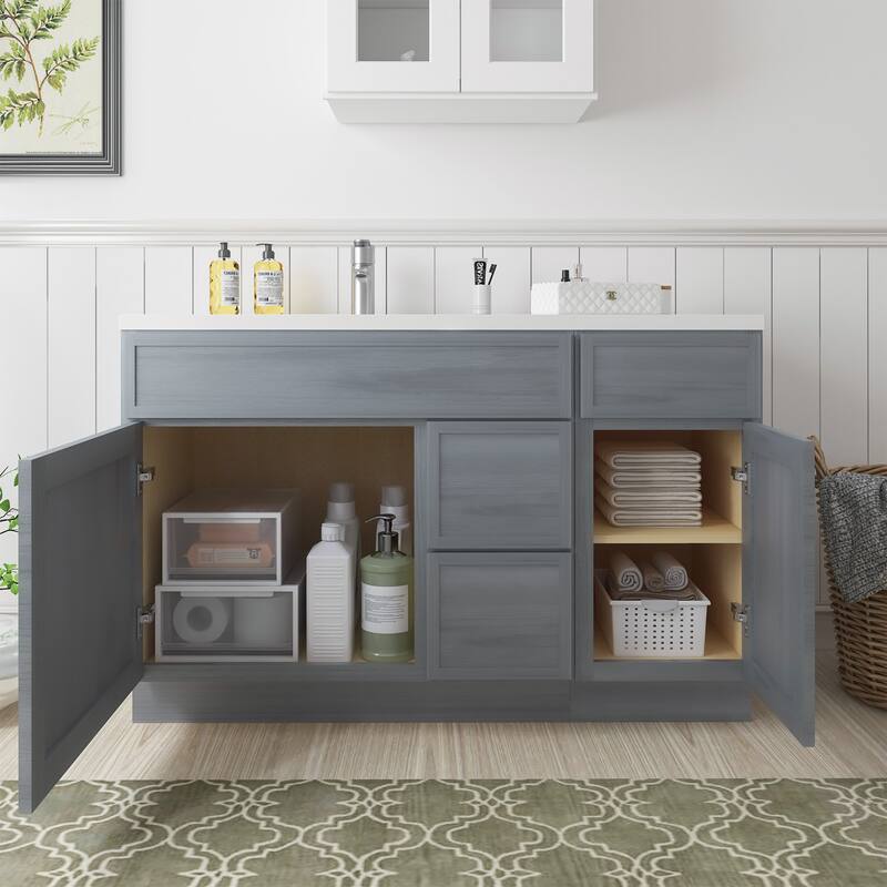 Vanity Art 51" Birch Freestanding Bathroom Vanity Cabinet without Top