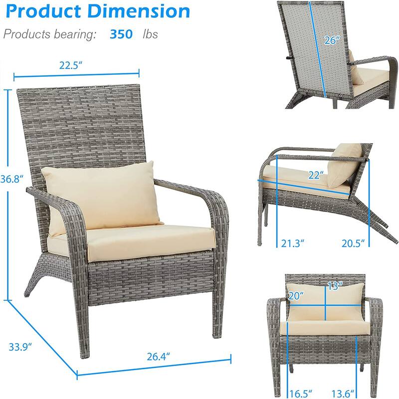 AECOJOY Patio Chairs High Back Wicker Outdoor Dining Chair(Set of 2)