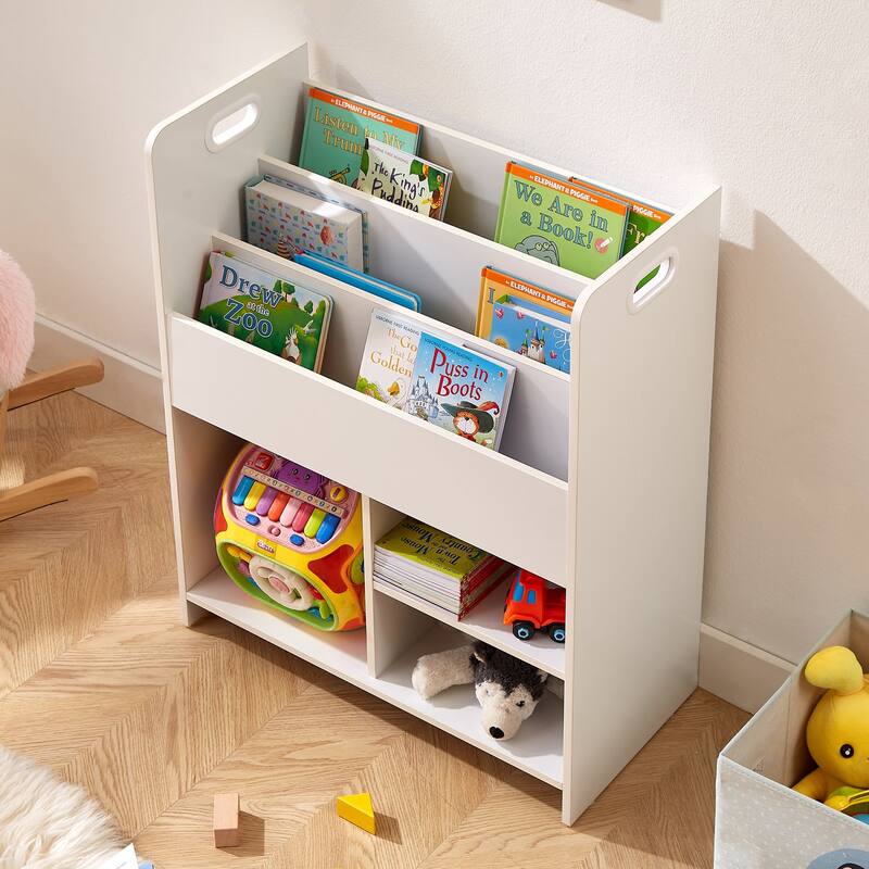 VECELO Kids Bookshelf, Wooden Toy Storage Cabinet Organizer or Kids Room, Bedroom, Nursery, Kindergarten, Bookcase with Shelves