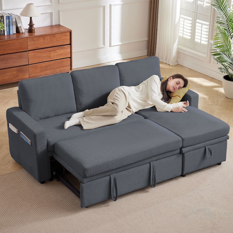 78.94" Pin Striped Fabric Sleeper Sofa