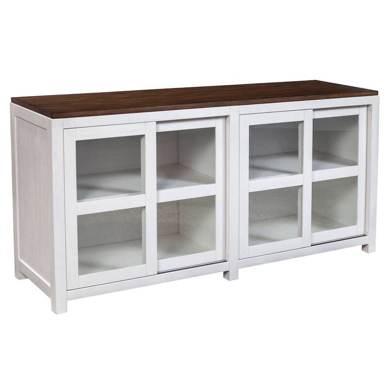 Alpine Furniture Donham Large Wood Display Cabinet in Brown and White