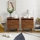 preview thumbnail 1 of 27, Lisa Mid-Century Modern 24"W 3-Drawer End Table with Charging Station by HULALA HOME Acorn-set of 2