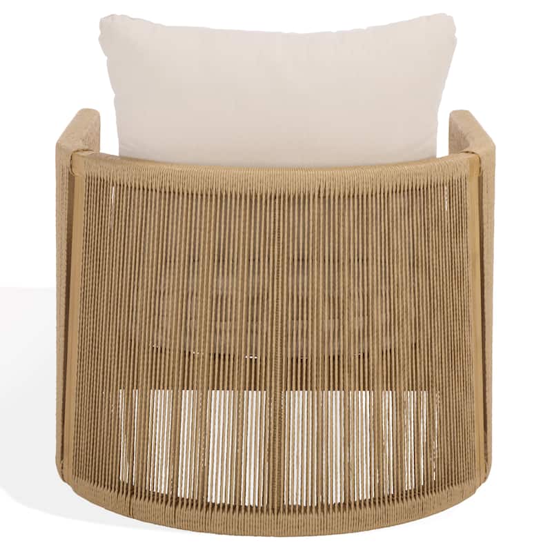 SAFAVIEH Couture Gale Teak & Hyacinth Patio Chair - 32"W x 34"D x 24"H