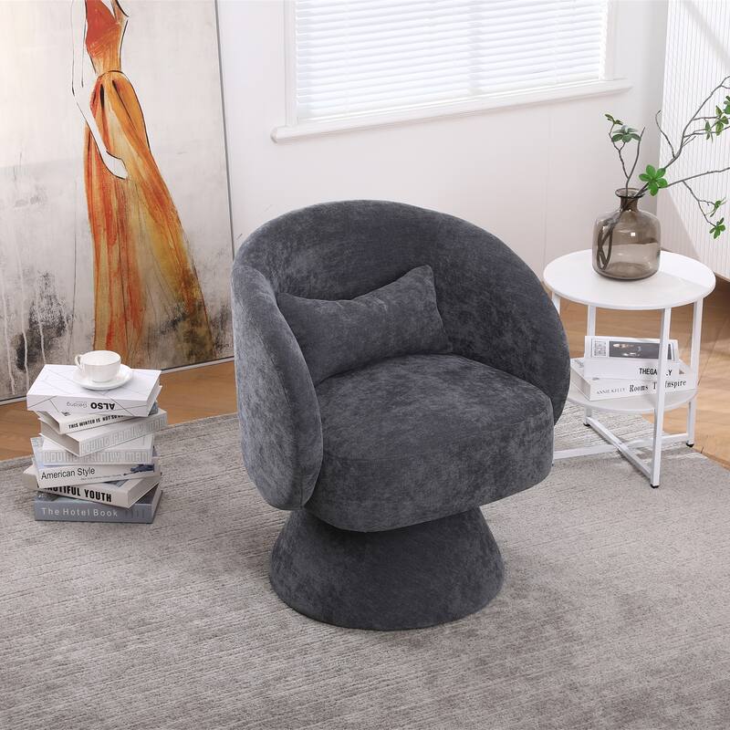 Round Fabric Swivel Accent Chair