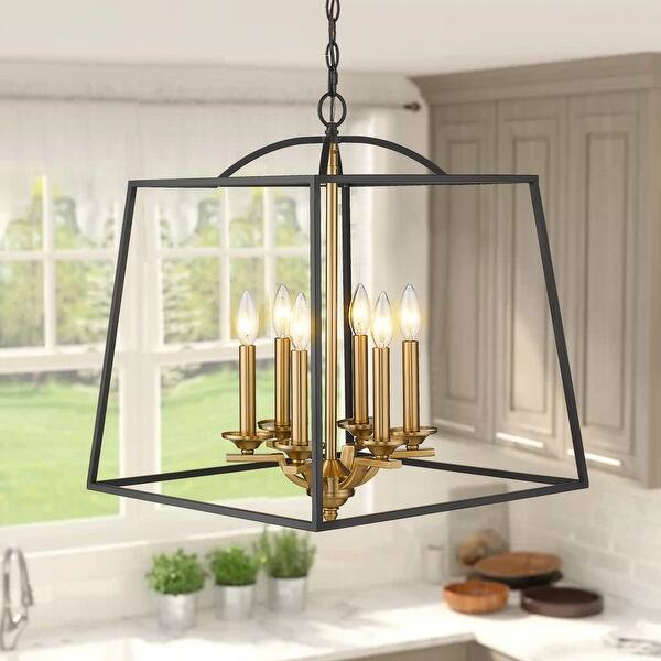 Shop Emliviar 6 Light Modern Farmhouse Chandelier Black And Gold