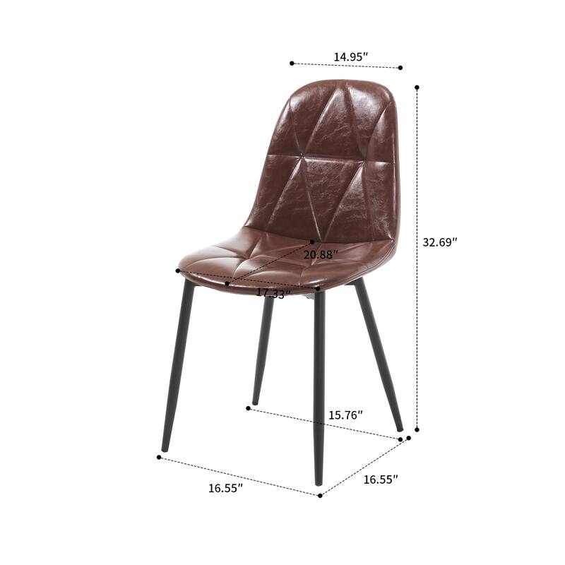 Vintage Style Dining Chairs with Metal Legs and Upholstered Backrest for Kitchen Bedroom Living Room