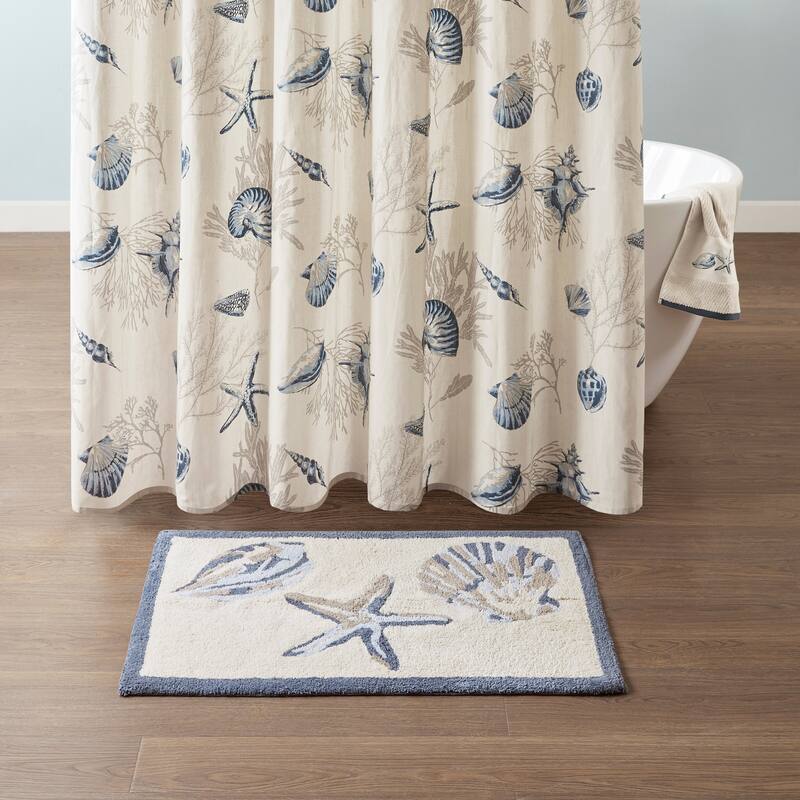 Madison Park Nantucket Blue Cotton Tufted Runner