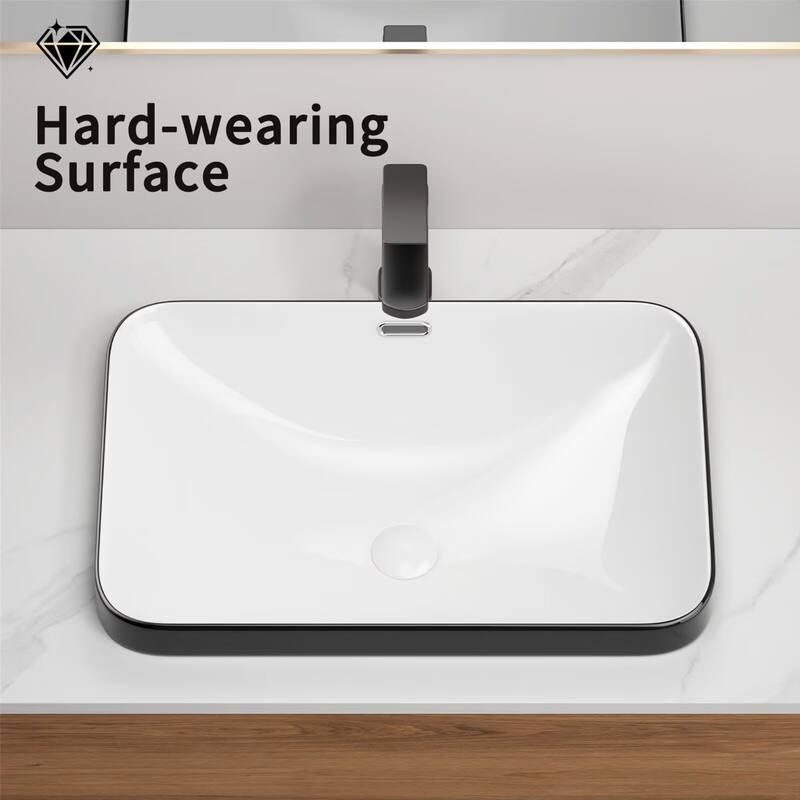 Ceramic Undermount Bathroom Sink White Porcelain Vessel Basin