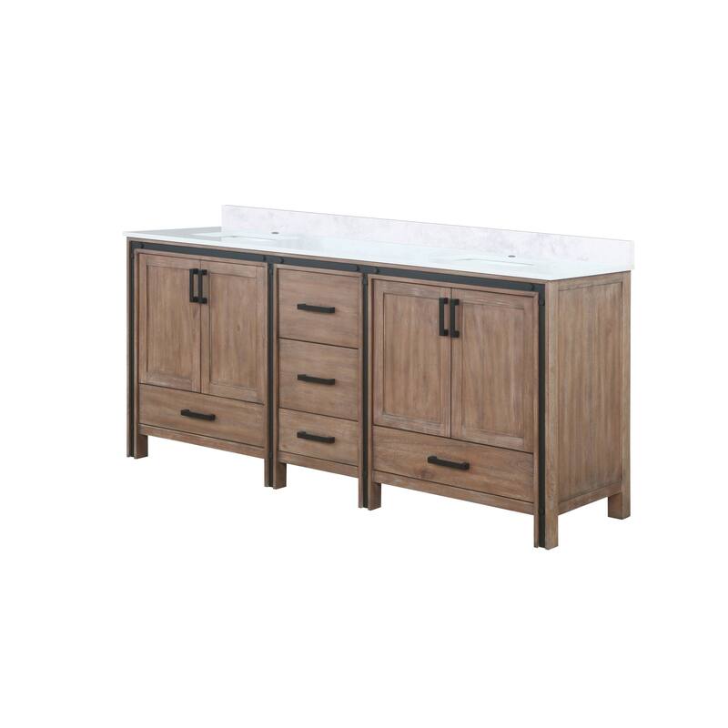 Ziva 80 in W x 22 in D White Double Bath Vanity and White Quartz Top