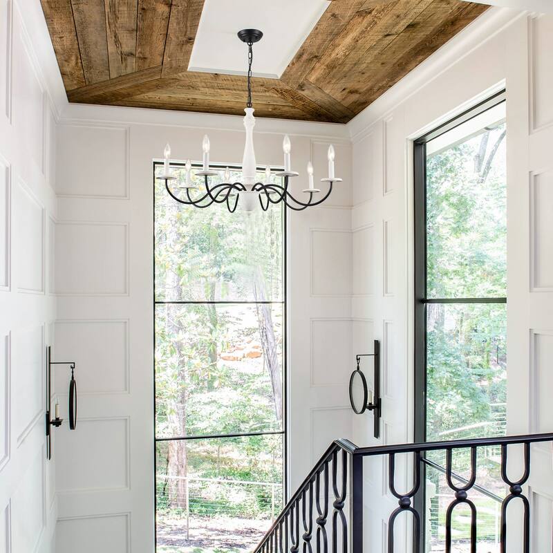 Modern Farmhouse Chandelier, 8-Light Candle Chandelier for Living Room Kitchen Island Dining Foyer - W37.4"x H20.47"