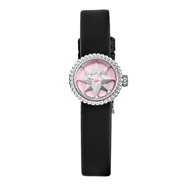 slide 1 of 4, Christian Dior Women's 'La D De Dior Mini' Pink Mother of Pearl Dial Satin Strap Swiss Quartz Watch