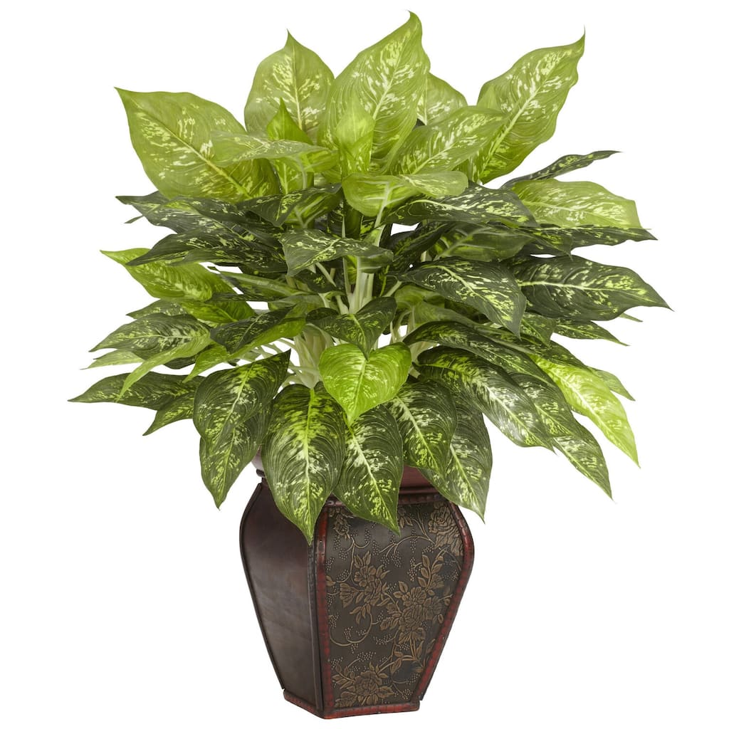Silk Dieffenbachia Plant with Vase Faux Greenery Home Office Decor Realistic Indoor Plant Arrangement - 20" - 1.92ft.