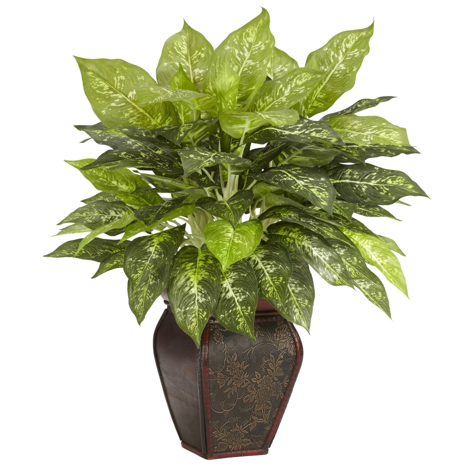 Silk Dieffenbachia Plant with Vase Faux Greenery Home Office Decor Realistic Indoor Plant Arrangement - 20" - 1.92ft.