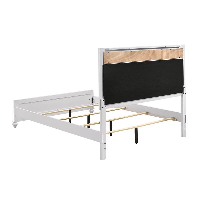 Upholstered Bed, Grey and White