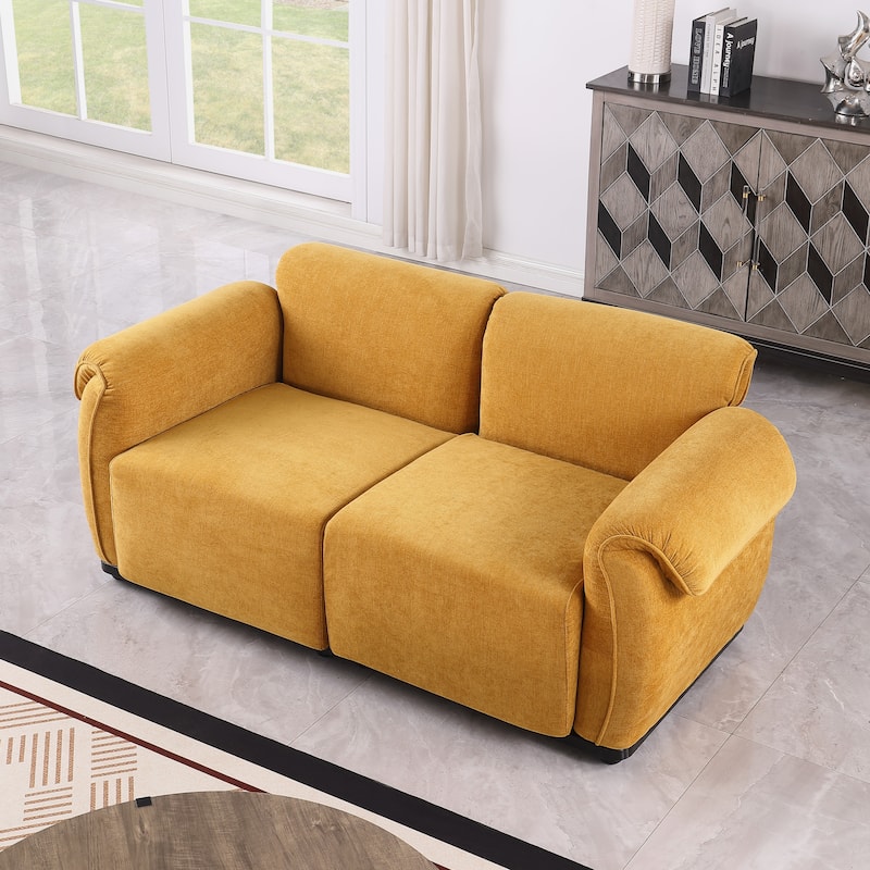 68.5" Chenille Modular Sofa - Fashionable Small Sectional with Iron Frame for Living Room, Bedroom