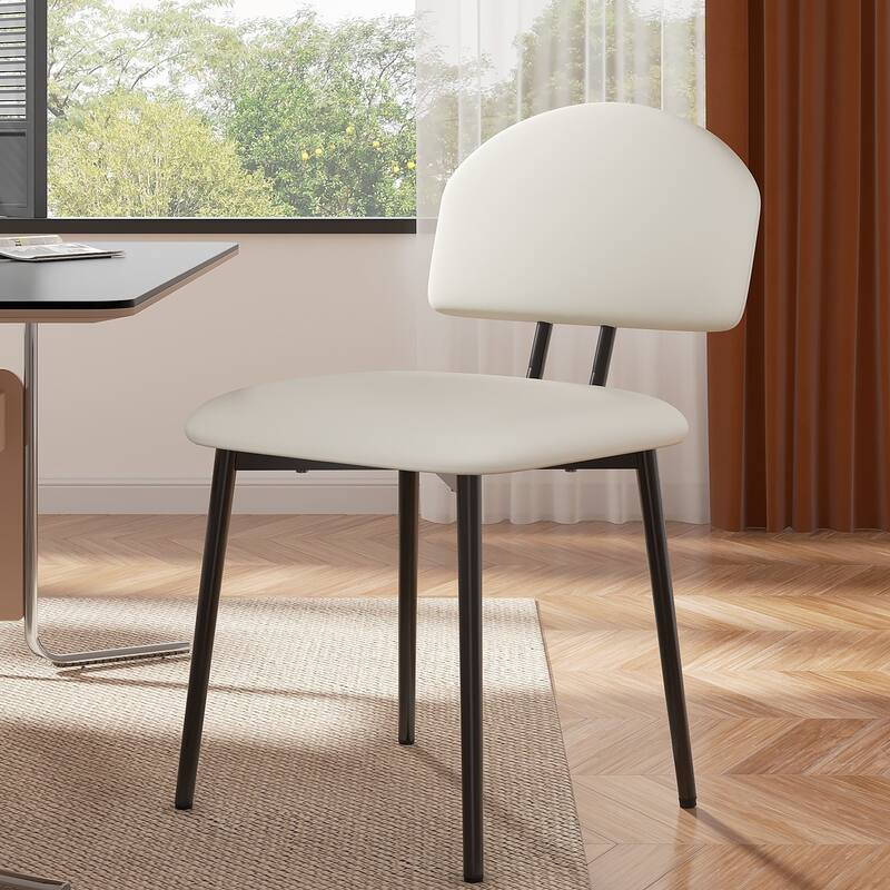 Javlergo Modern PU Leather Dining Chairs Set of 2 or 4 Upholstered Side Chairs Oval Back Compact Kitchen Chairs for Dining Room